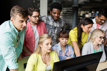 Image showing international students with computers at library