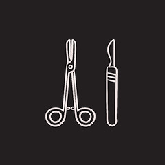 Image showing Surgical instruments sketch icon.