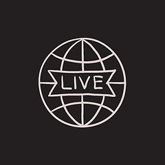 Image showing Globe with live sign sketch icon.