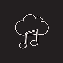 Image showing Cloud music sketch icon.