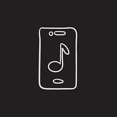Image showing Phone with musical note sketch icon.