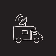 Image showing Broadcasting van sketch icon.