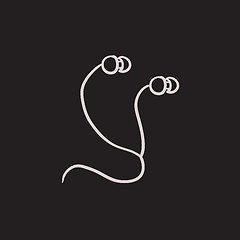 Image showing Earphone sketch icon.