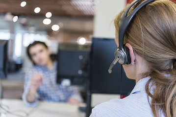 Image showing female support phone operator