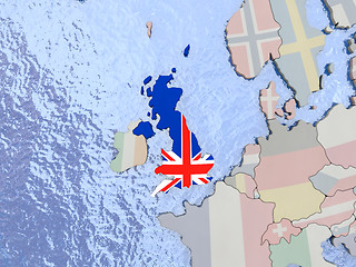 Image showing United Kingdom with flag on globe