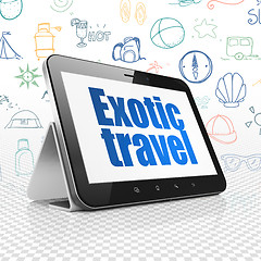 Image showing Tourism concept: Tablet Computer with Exotic Travel on display
