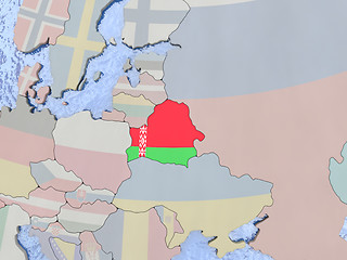 Image showing Belarus with flag on globe