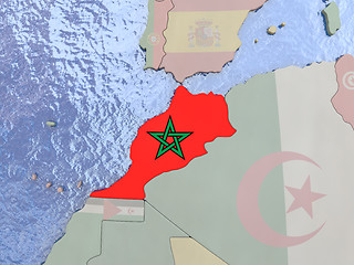 Image showing Morocco with flag on globe