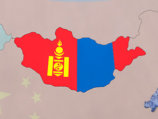 Image showing Mongolia with flag on globe