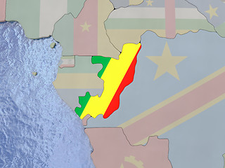 Image showing Congo with flag on globe