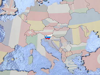 Image showing Slovenia with flag on globe