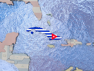 Image showing Cuba with flag on globe