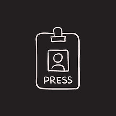 Image showing Press pass ID card sketch icon.