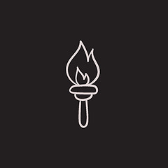 Image showing Burning olympic torch sketch icon.