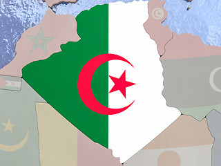 Image showing Algeria with flag on globe