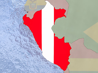 Image showing Peru with flag on globe