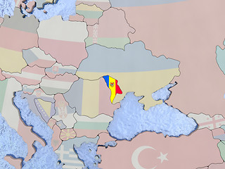 Image showing Moldova with flag on globe