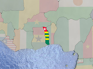 Image showing Togo with flag on globe