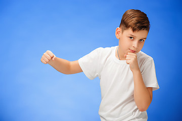 Image showing Beauty smiling sport child boy boxing