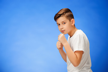 Image showing Beauty smiling sport child boy boxing