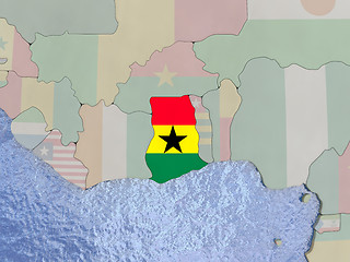 Image showing Ghana with flag on globe