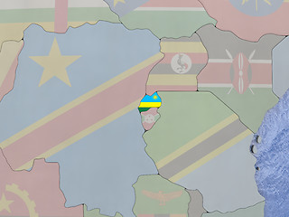 Image showing Rwanda with flag on globe