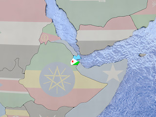 Image showing Djibouti with flag on globe