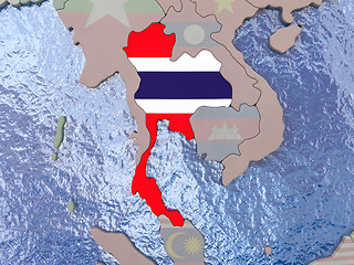 Image showing Thailand with flag on globe