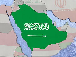 Image showing Saudi Arabia with flag on globe