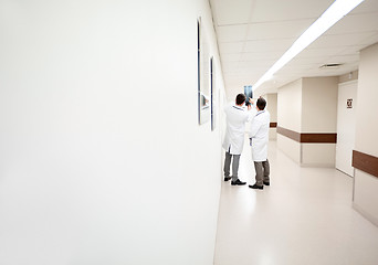 Image showing medics with spine x-ray scan at hospital