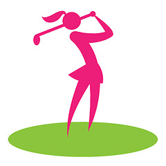 Image showing Golf Swing Woman Shows Female Player And Hobby