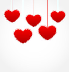 Image showing Red hanging hearts for Valentines Day with copy space for your t