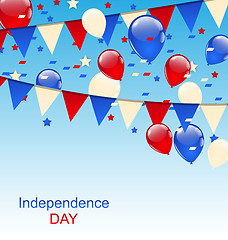 Image showing American Greeting Card with Balloons and Bunting Flags