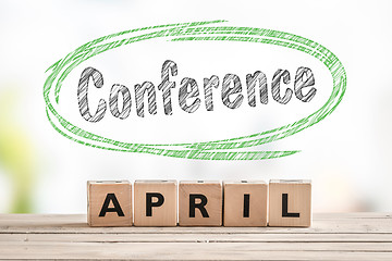 Image showing Conference in april launch sign