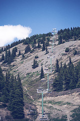 Image showing Mountain lift on a hill