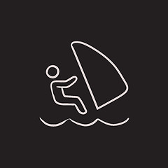 Image showing Wind surfing sketch icon.