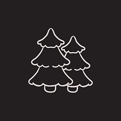 Image showing Pine trees sketch icon.