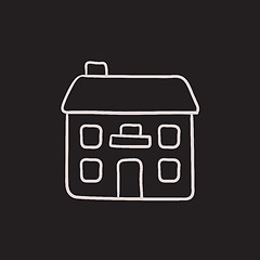 Image showing Two storey detached house sketch icon.