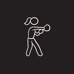 Image showing Female boxer sketch icon.