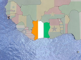 Image showing Ivory Coast with flag on globe