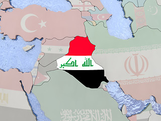 Image showing Iraq with flag on globe