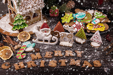 Image showing Gingerbread house with lights