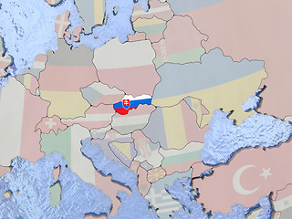 Image showing Slovakia with flag on globe