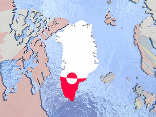 Image showing Greenland with flag on globe