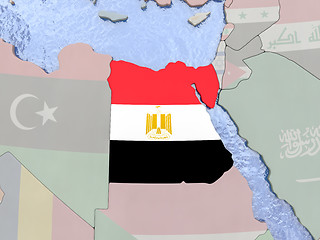 Image showing Egypt with flag on globe