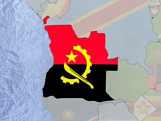 Image showing Angola with flag on globe