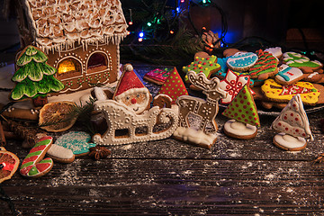 Image showing Gingerbread house with lights