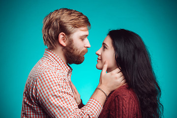 Image showing The embrace of young man and woman