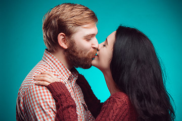 Image showing Young man and woman kissing