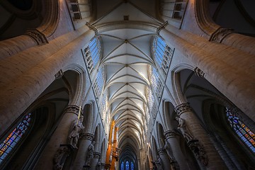 Image showing BRUSSELS, BELGIUM-NOVEMBER 23, 2014: The Cathedral of St. Michael and St. Gudula, 1000 year old cathedral in the Capital